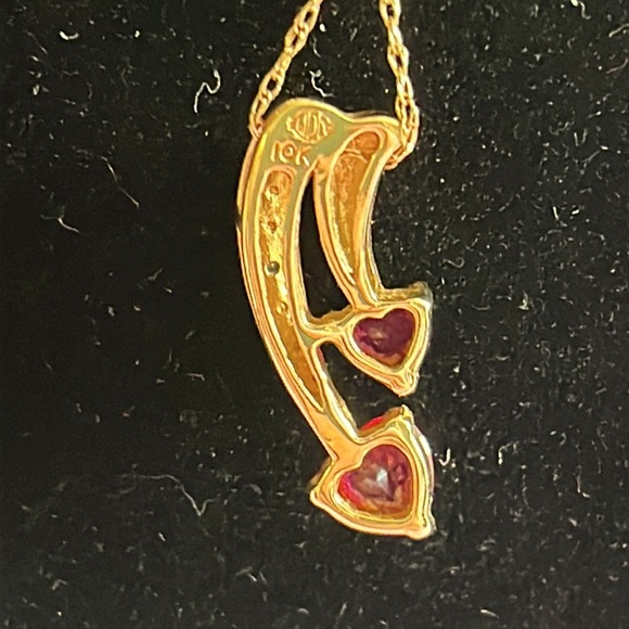 Stunning estate 10k solid gold heart shaped Ruby, with diamond chip accent, 18in - Picture 5 of 8